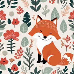 Cute Red Fox in a Woodland Retreat  clipart, simple