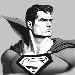 sketch of superman  minimal rough sketch scribbles,doodles,black and white