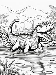 Dinosaur Coloring Pages - Spinosaurus Swimming  simple coloring pages