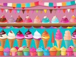 Ice Cream clipart - colorful ice cream cones stacked  