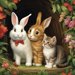 Cat Background Wallpaper - rabbit and cat wallpaper  