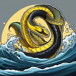 Yellow-Bellied Sea Snake cartoon - venomous, ocean-dwelling snake  cartoon sticker style