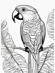 Parrot Coloring Pages - Colorful Tropical Talking Bird  minimal black outline printable sheet, coloring page