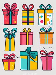 Birthday Presents clipart - Wrapped birthday presents with bows, ,vector color clipart,minimal