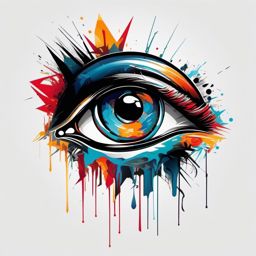 Abstract anarchy eye tattoo. Vision of dissent.  color tattoo minimalist white background