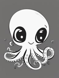 drawing of a baby octopus  minimal rough sketch scribbles,doodles,black and white