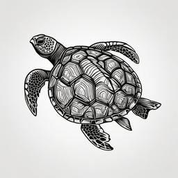 Loggerhead Turtle Tattoo - Capture the spirit of the loggerhead turtle with a tattoo design that emphasizes its unique characteristics.  simple color tattoo,minimal vector art,white background