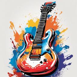Guitar on steroids   colors,professional t shirt vector design, white background
