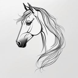 single line horse tattoo  simple tattoo,minimalist,white background