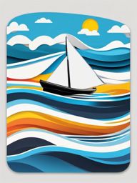 Sailing Boat and Waves Emoji Sticker - Sailing the open seas, , sticker vector art, minimalist design