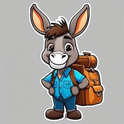 Donkey cartoon - hardworking animal with big ears  cartoon sticker style