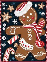 Gingerbread Man clipart - gingerbread man in a Christmas scene  