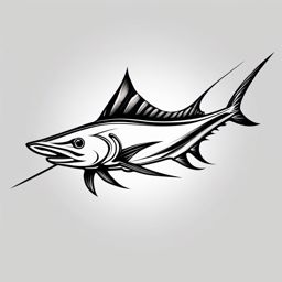 Swordfish Tattoo,a striking tattoo featuring the fierce swordfish, symbol of strength and the thrill of the catch. , tattoo design, white clean background