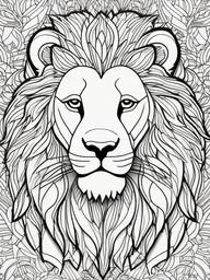 Lion Coloring Pages - Lion with a colorful patterned background  simple coloring pages