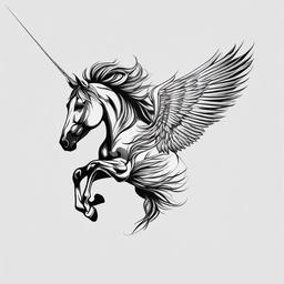 horse wings tattoo  simple tattoo,minimalist,white background