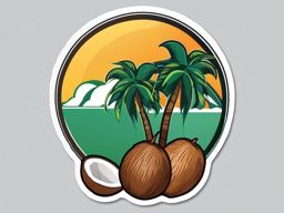 Coconut Sticker - Tropical and exotic, a coconut-themed taste of the islands, , sticker vector art, minimalist design