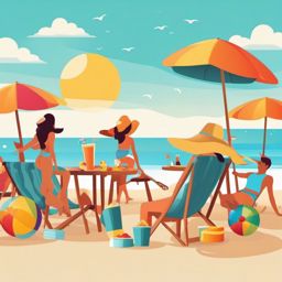 Beach Party clipart - Exciting beach party atmosphere, ,vector color clipart,minimal