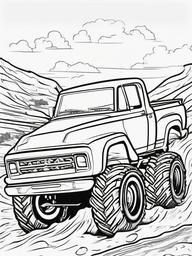 Monster Truck in the Mud Coloring Pages - Trucks Kicking Up Mud in Races  minimal black outline printable sheet, coloring page