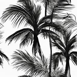 drawing of a tropical palm tree  minimal rough sketch scribbles,doodles,black and white