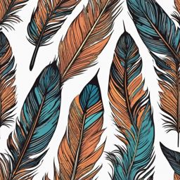 Feather Sticker - Intricate feather illustration, ,vector color sticker art,minimal