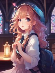 Magical prodigy in a whimsical magical school.  front facing ,centered portrait shot, cute anime color style, pfp, full face visible