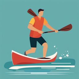 Canoe Paddle Stroke Clipart - A canoe paddle making a stroke in water.  color vector clipart, minimal style