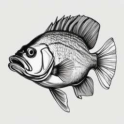 drawing of sea bass  minimal rough sketch scribbles,doodles,black and white