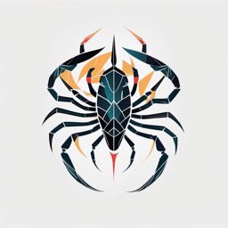 Scorpion Tattoo-Modern and abstract scorpion design with bold lines and geometric shapes. Colored tattoo designs, minimalist, white background.  color tattoo, minimal white background