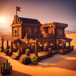 wild west saloon in a dusty desert town - minecraft house design ideas minecraft block style