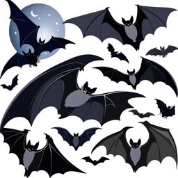 bat clipart transparent background - soaring in the moonlight. 