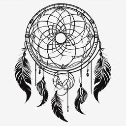 Big Dream Catcher Tattoo - Large-sized dream catcher tattoo designs.  simple vector tattoo,minimalist,white background