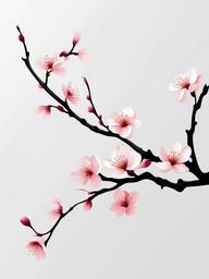 Japanese Cherry Blossom Branch Tattoo - Flowing, delicate, branch beauty.  simple color tattoo,white background,minimal