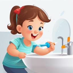 Brush Teeth clipart - Kid brushing teeth with a timer.  vector style illustration, white background