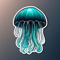 Jellyfish Glow Sticker - A glowing jellyfish illuminating the depths of the ocean. ,vector color sticker art,minimal