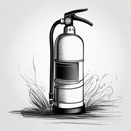 drawing of a fire extinguisher  minimal rough sketch scribbles,doodles,black and white