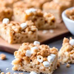 a warm and comforting rice krispie treat, gooey with melted marshmallows and crispy rice cereal. 