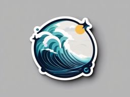 Lightning over ocean waves sticker- Stormy and powerful, , sticker vector art, minimalist design