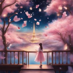 sakura kinomoto captures magical cards in a dreamlike realm filled with floating cards. 