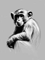 sketch of a monkey  minimal rough sketch scribbles,doodles,black and white