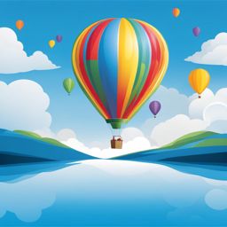 balloon clipart: joyful balloon floating high in a clear blue sky. 