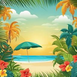 Beach background - cartoon tropical background  