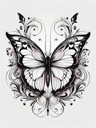 butterfly tattoo pattern  simple color tattoo,white background,minimal