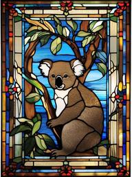 Koala Stained Glass - Bring a touch of Australian charm with koala stained glass, featuring these iconic marsupials in vibrant and detailed designs.  