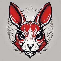 devil rabbit tattoo  minimalist color tattoo, vector