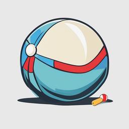 Beach ball next to a towel clipart.  vector style illustration, white background