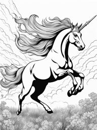 unicorn coloring pages - valiant unicorn leading a charge of mythical creatures, their hooves thundering across a battlefield. 