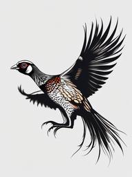 pheasant hunting tattoo  simple color tattoo,minimal,white background