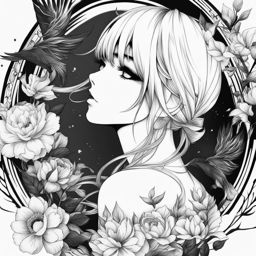 anime tattoo black and white design 