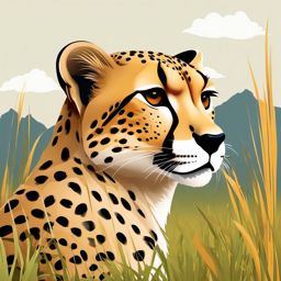 Cute Cheetah in the African Grasslands  clipart, simple