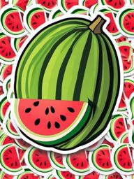 Watermelon Sticker - Juicy watermelon, ,vector color sticker art,minimal